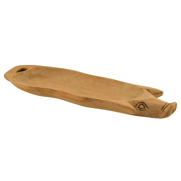 Hand Carved Pig Shaped Decorative Wooden Serving Tray 15 Inch - Picture 2 of 3